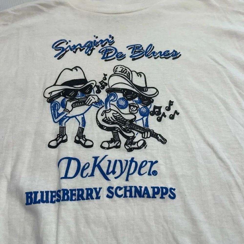 Singin De Blues DeKuyper Bluesberry Schnapps Single Stitch T-Shirt One Size VTG